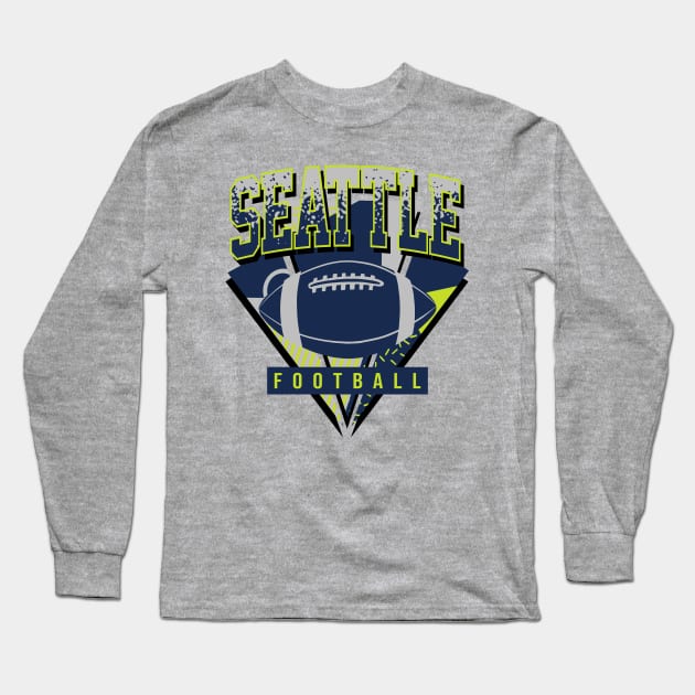 Seattle Football Retro Throwback Long Sleeve T-Shirt by funandgames